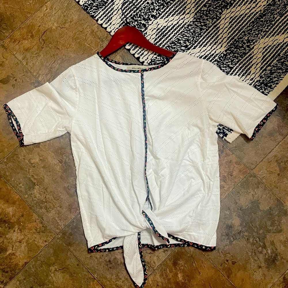 Aldomartins x Anthropologie Top with Floral Trim